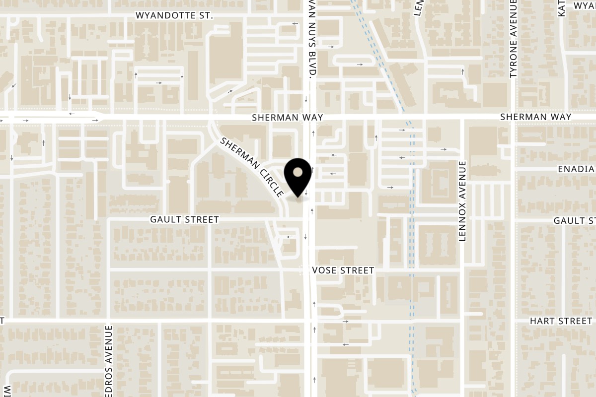 Map showing the location of Chios Peruvian Grill Van Nuys Blvd. on 7115 Van Nuys Blvd #3006 in Van Nuys