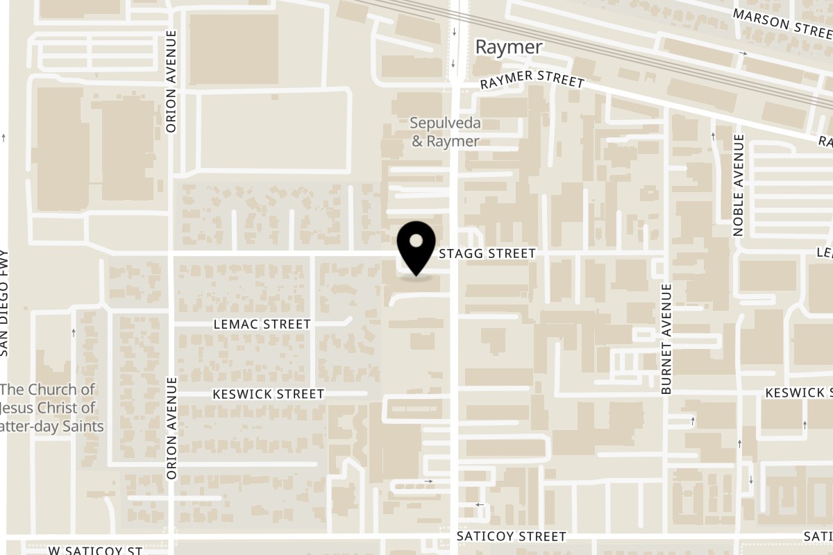 Map showing the location of Chios Peruvian Grill Sepulveda Blvd on 7755 Sepulveda Blvd in Van Nuys